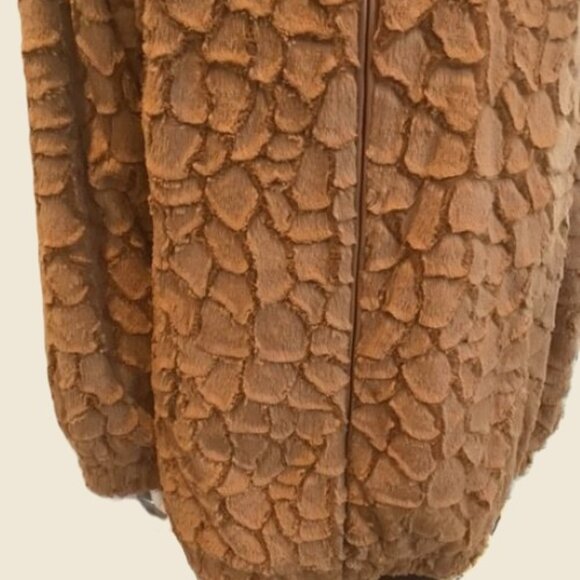 ADRIENNE LANDAU CAMEL COLLARED FAUX FUR LONG SLEEVE JACKET COAT ( XL ) NWT $275 - Picture 4 of 16